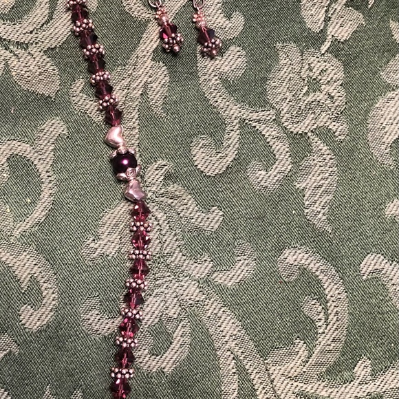 Bracelet w/ Swarovski Crystal Sterling Silver- Toggle Clasp - 7" Garnet Color - Picture 6 of 7